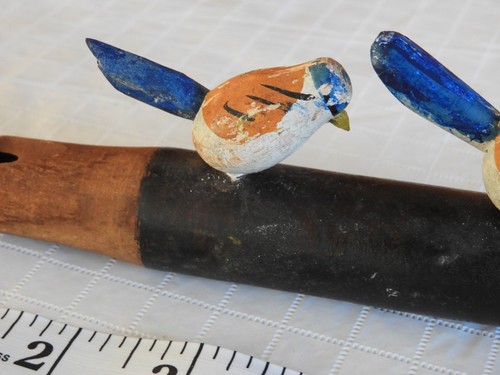 Vintage Hand Carved Wooden Birds & Whistle Folk Art - Picture 3 of 10
