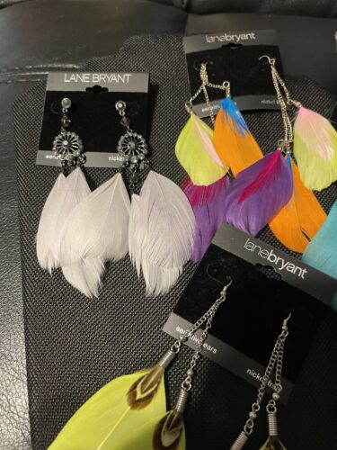 Orecchini pendenti piuma stile anni 80 Lane Bryant lotto di 6 paia nuovi con etichette nichel free nuovi - Foto 3 di 8
