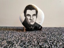 Vintage - Elvis Presley Portrait Painted on A White Stone - 503g
