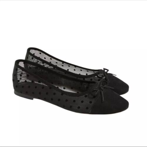 J Crew Mesh cap toe ballet flats Women's Size 10 Black