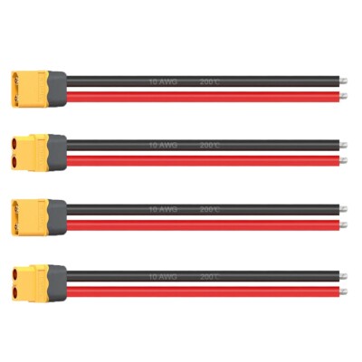 12'' 4pcs 10AWG XT60 Parallel Pigtail Wire Cable Male Female Connector RC Lipo