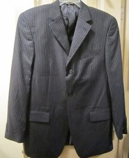 NEW SZ 42L BACHRACH MENS 3 BTN BLACK WITH WHITE STRIPE SUIT JACKET BLAZER, NWTS