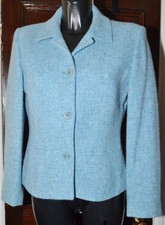 Gerald Darel Light Blue Virgin Wool Mix Blazer Jacket Eur0 38 Uk 10 Preowned