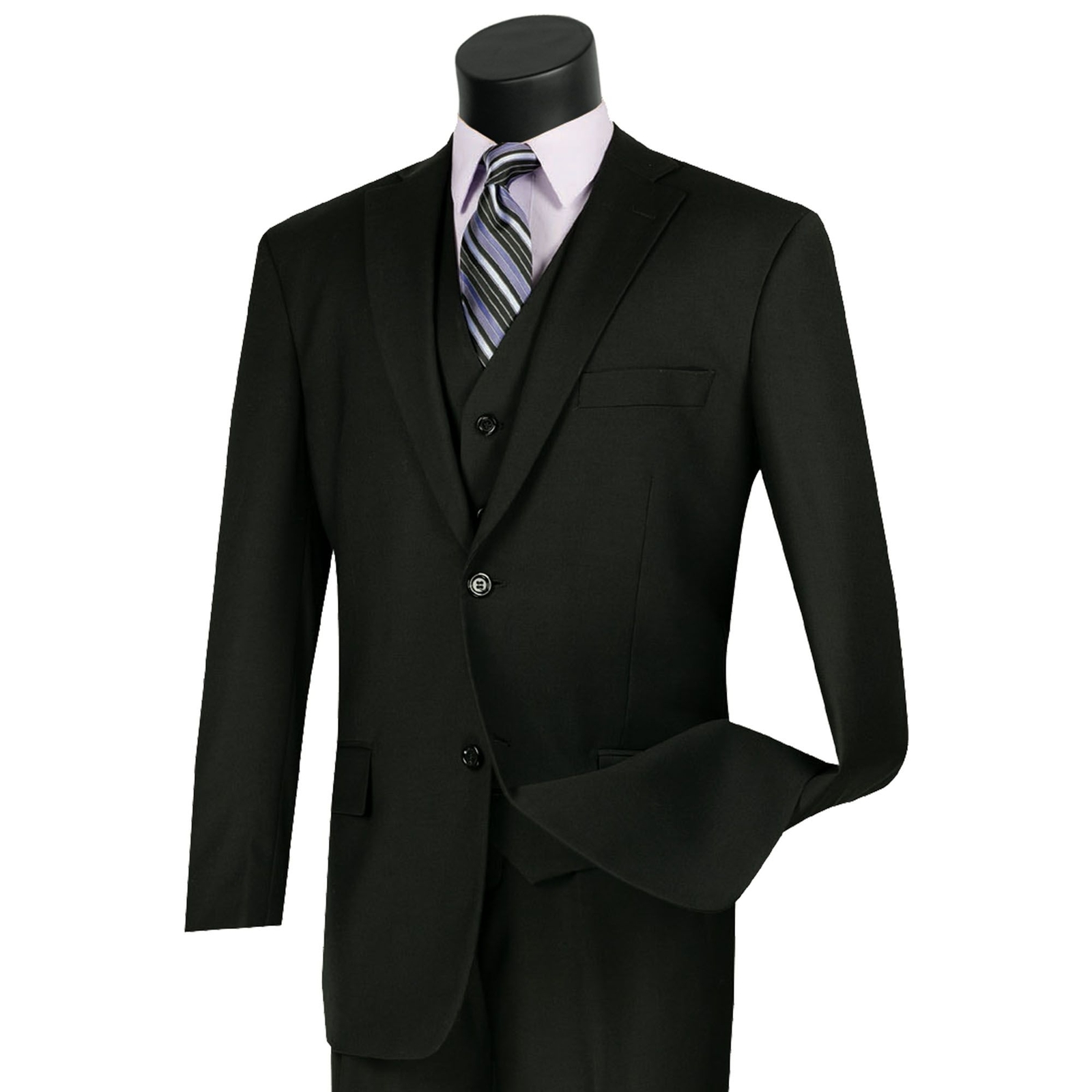 BIG & TALL Men's Black 3 Piece 2 Button Classic Fit Business Suit NWT