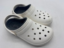 CROCS UNISEX ADULT CLASSIC LINED CLOG WARM FUZZY COMFY WHITE SIZE 6 MENS/8 WOMEN