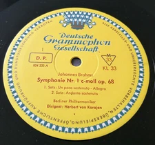 Deutsche Grammophon Brahms Sym No 1 Karajan LPM 18924 KL 33 MONO German TULIP NM