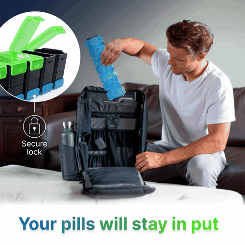 Extra Large Weekly Pill Organizer 2 Times a Day Green Blue XL Pill Case Am Pm - Picture 5 of 7