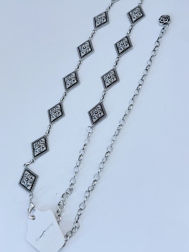 AU Women Retro Bohemian Ethnic Silver Diamond Shape Chip Metal Chain Dress Belt - Picture 5 of 17