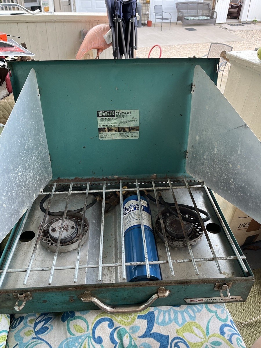 キャンディキャンディ　のれん　昭和レトロ　緑系青系　2枚セット Vintage BERNZ-O-MATIC 2 Burner Propane Gas Camping Cook Camping