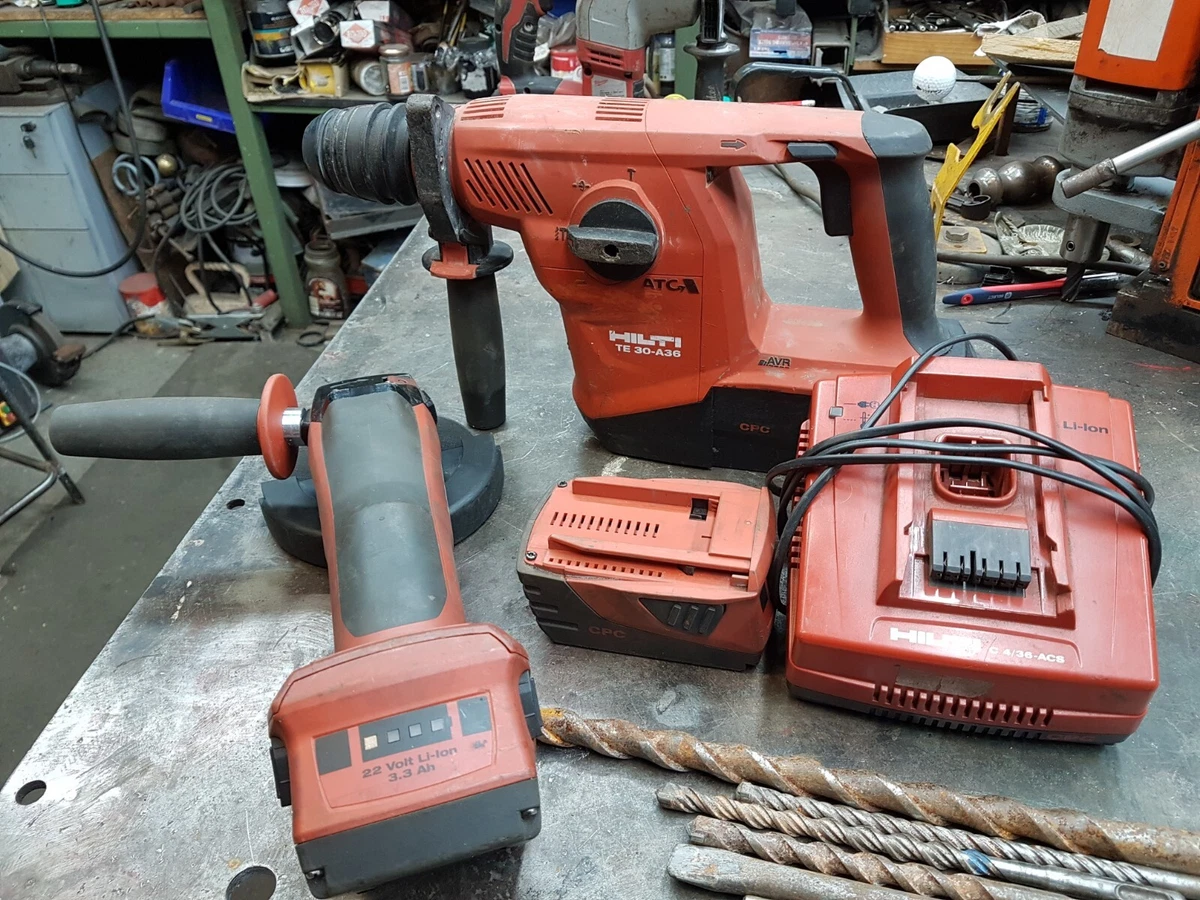 Job Lot HILTI TE30 A36 SDS Drill AG 125 22 Grinder 2 batteries