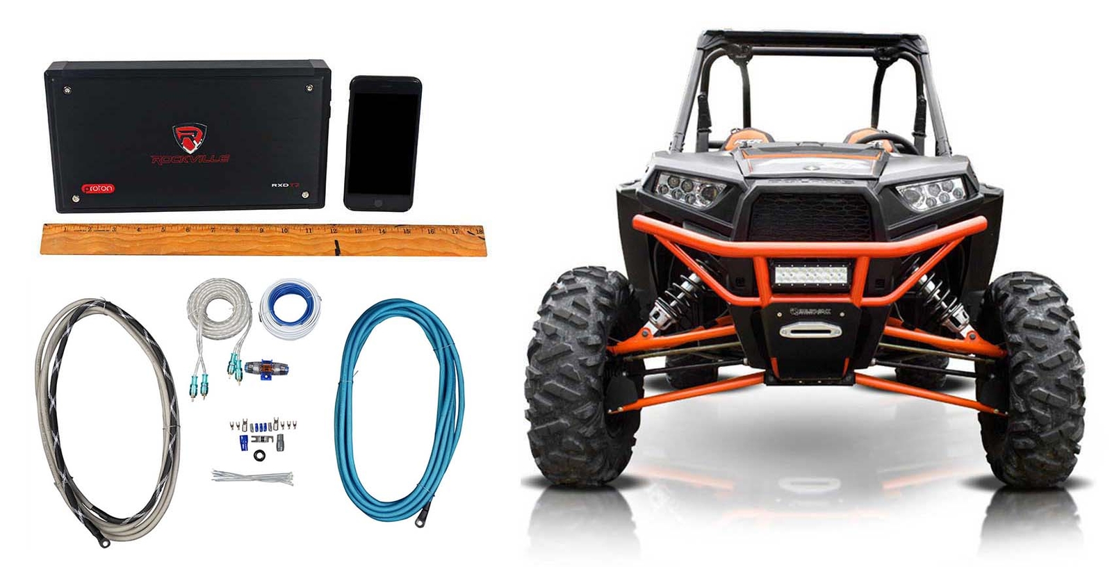 2-канальный усилитель Rockville RXD-T2 мощностью 2400 Вт комплект усилителей для Polaris RZRRangerATVUTV