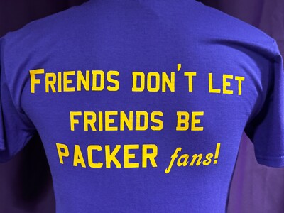 90s VTG MINNESOTA VIKINGS Floyd's Bar 50/50 Purple Dbl Sided T Shirt NWOT Small