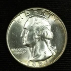 Washington Silver Quarter. 1954 P. Gem Brilliant Uncirculated Lot # 9049-179-917