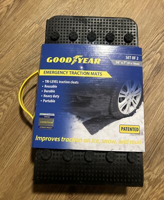 Goodyear Durable Rubber Traction Mats Set of 2 - Snow Or Mud - 36  X 7  ea.