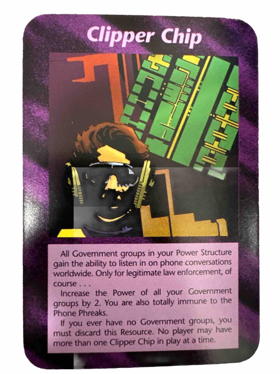 Clipper Chip Illuminati Card Game Steve Jackson 1995 NWO NSA
