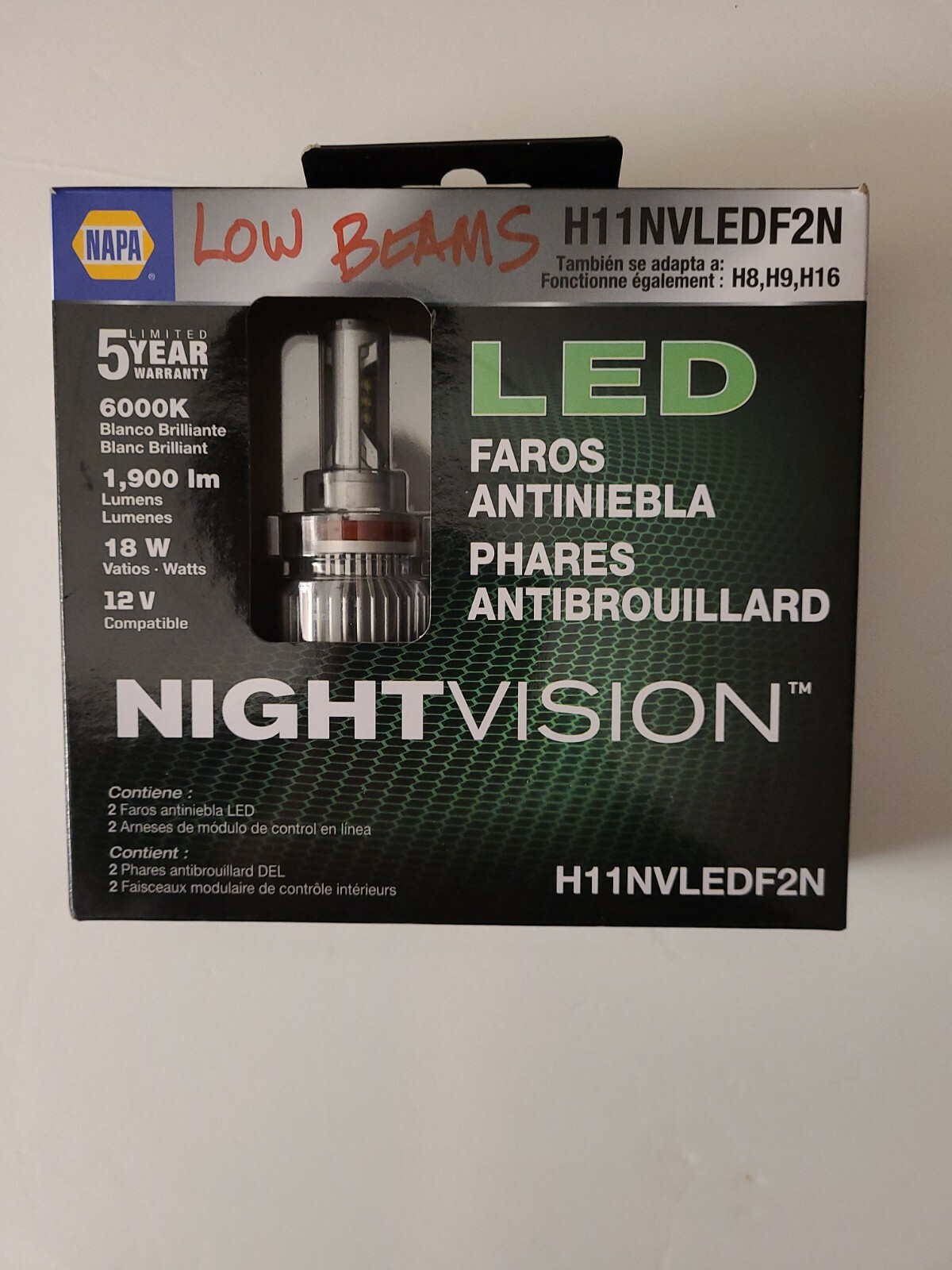 NAPA Nightvision LED Fog Lamps H11NVLEDF2N 6,000K 18W H11 NEW Free