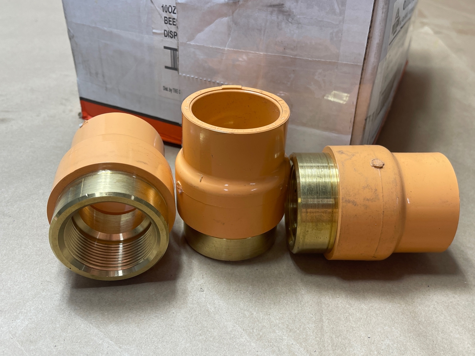 3x Pack TFP Blazemaster Fire Fitting 1-1/2" Slip x FNPT CPVC SCH80 Adapter Brass