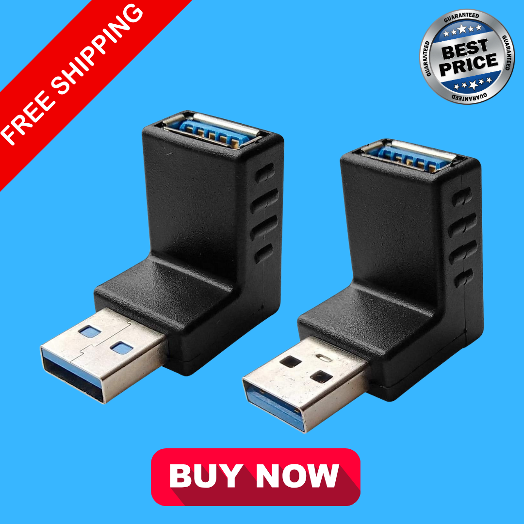USB 3.0 Male to Female Right Angle Adapter, 90 Degree, USB Upward and Downward C