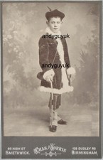 CABINET CARD BOY ROBIN HOOD BOW ARROW HUNTING HORN ANTIQUE PHOTO FANCY DRESS CDV