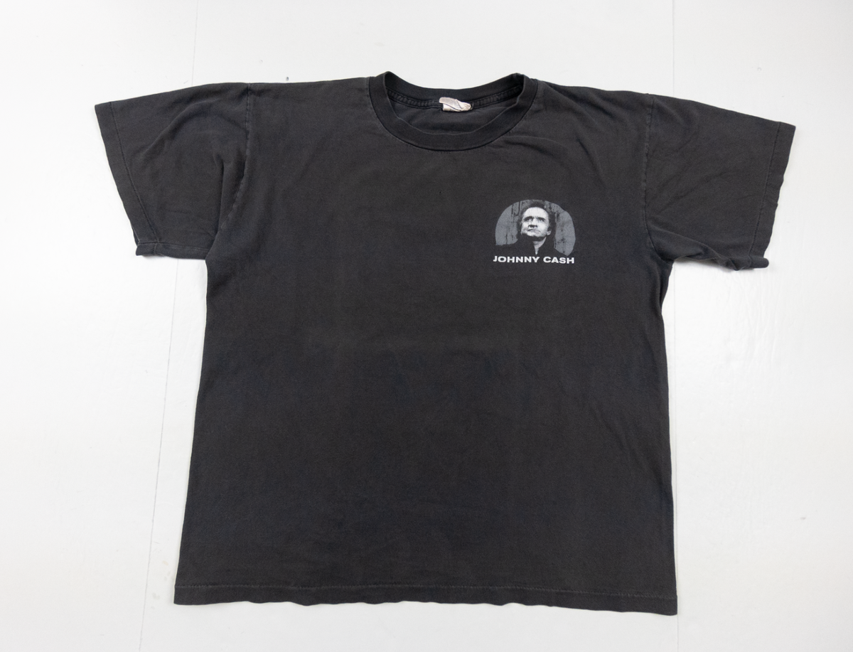 Johnny Cash Songs Graphic T-Shirt - Men's & Women's, Black, Distressed Guitar Design, Classic Fit - View #4