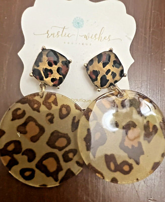 Earrings for Women Plated Brown Animal Print Cutout Earrings Flat Back Dangle