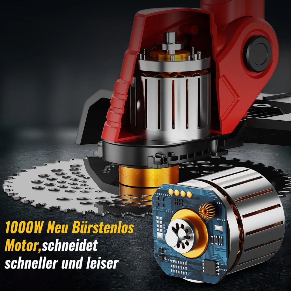 Akku-Rasentrimmer 4.0Ah 2*Akkus 9 Zoll Bürstenlos Freischneider Motorsense 1000W - Bild 2 von 4
