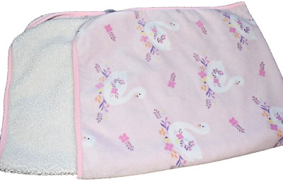 D9 !WOW! The Children's Place SWAN Floral Plush Velour Sherpa baby Crib Blanket