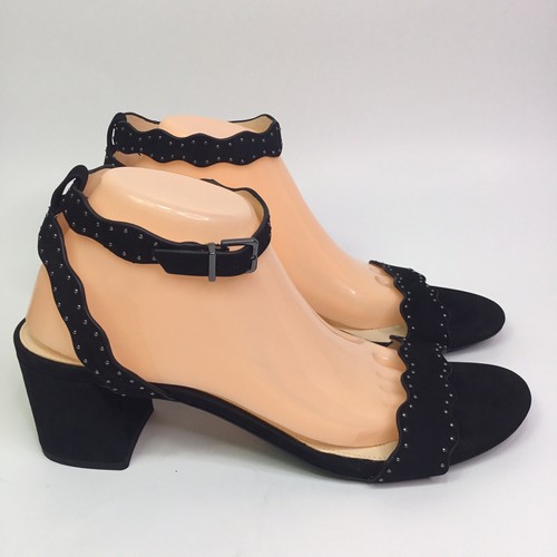 Alex Marie Black Suede Summer Sandal Studded Mid Block Heel Shoe Size 11 M - Picture 6 of 11