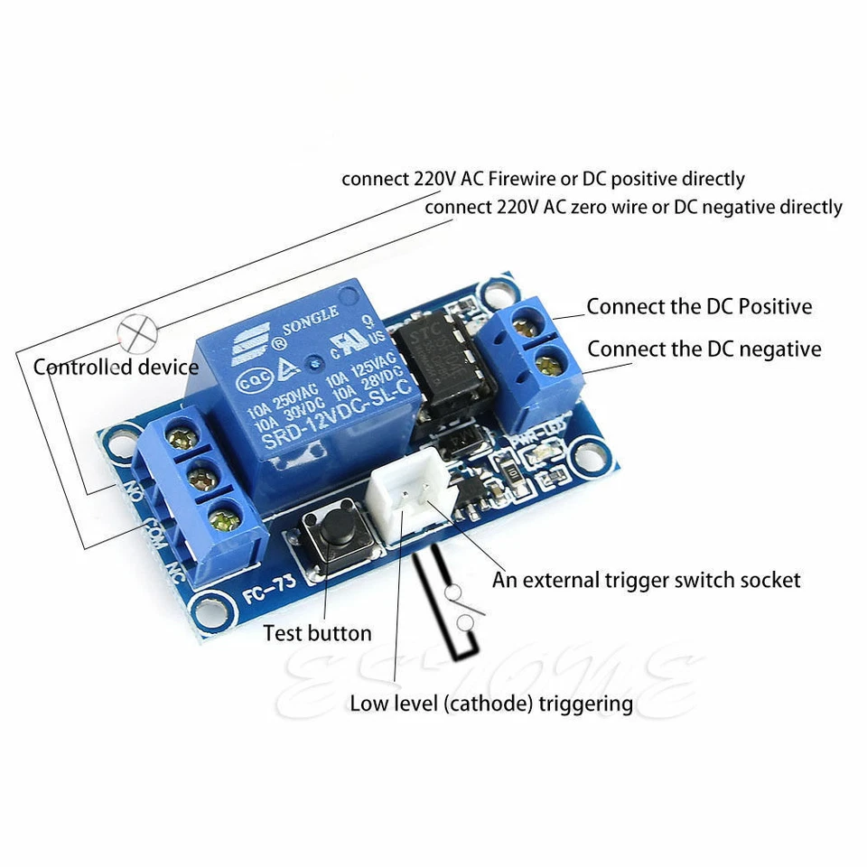 1 Channel Latching Relay Module, Touch Bistable Switch MCU Control, 5V /12V /24V - Image 3 of 4