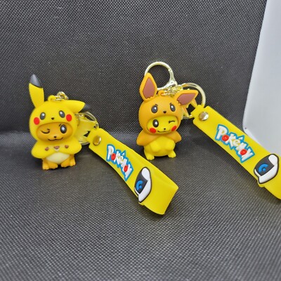 3D Figure Keychains - 2pk Pikachu & Eevee Mash-ups