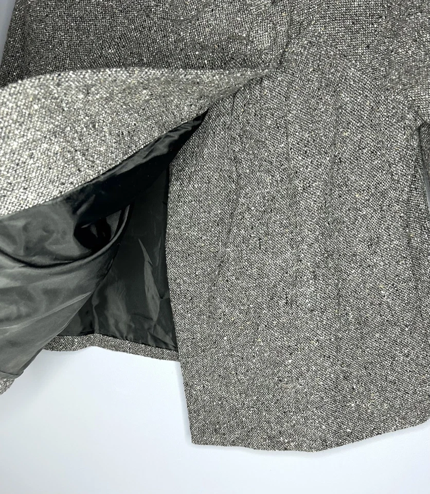 Old Navy Coat Womens S Crop Gray Wool Blend 3/4 Sleeve Button Tweed Jacket Twee - Image 4 of 4