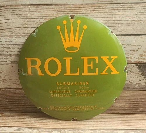 Vintage Rolex Watches Porcelain Enamel Metal Sign Submariner