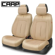 CAAP Driven Universal Voris Series Front Row Set Seat Covers for Car Beige/Black