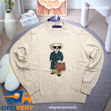 Polo Ralph Lauren Chic Bear Sweater Women's Small Beige Business Bear NWT. Bid