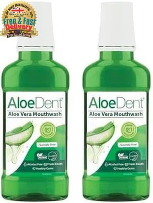 GENERAL AloeDent Aloe Vera Mouthwash 250ml x2 – Fluoride Free, Vegan, Natural Care