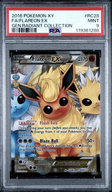 Pokémon XY Generations Radiant Collection. Flareon EX Full Art RC28/RC32 PSA 9