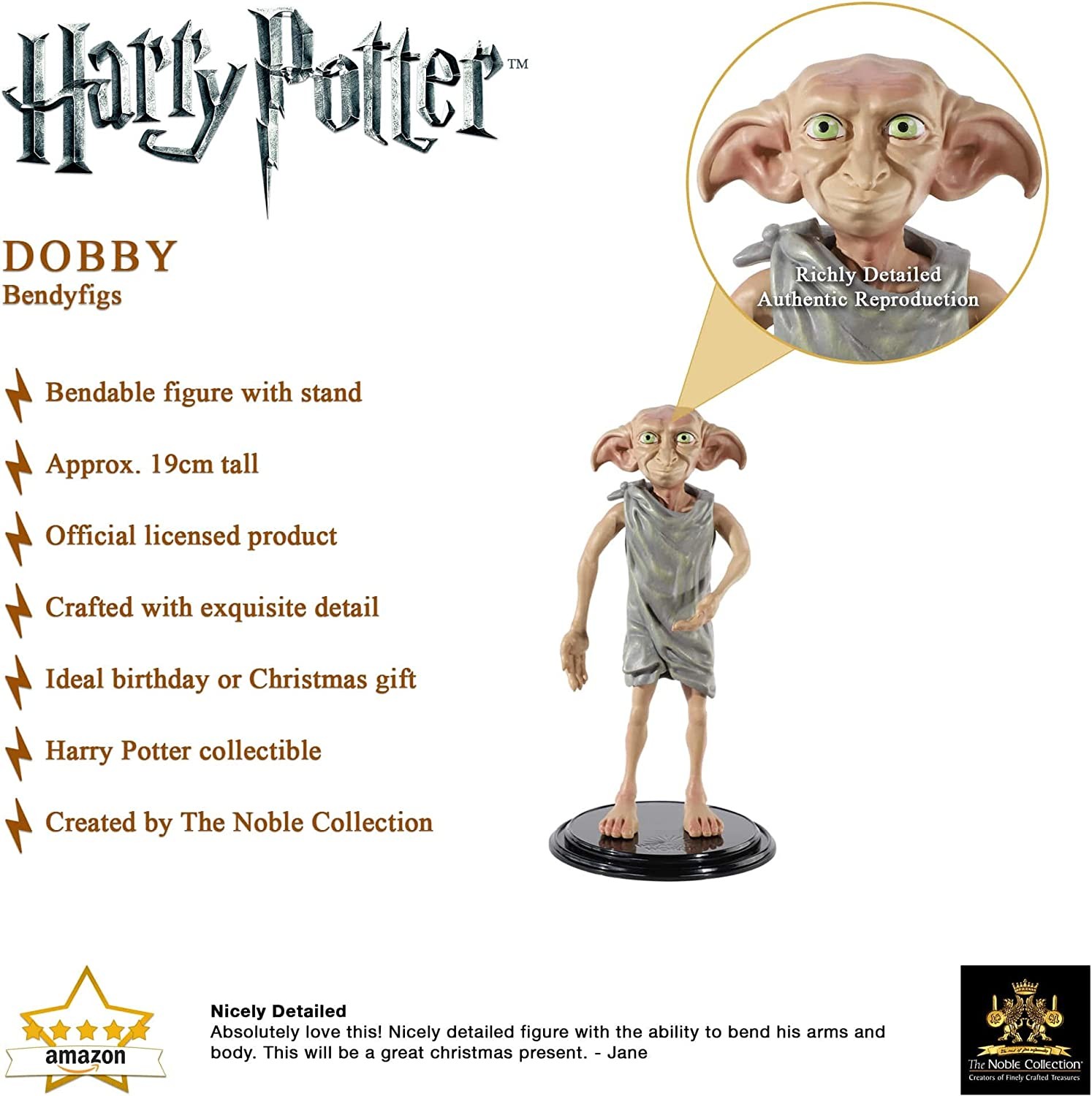 The Noble Collection Bendyfigs Dobby Figure by Officially Licensed 19cm (7.5 inc