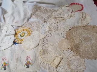 Vintage Handmade Mostly Crocheted Doily Huge Lot of 28 Doilies