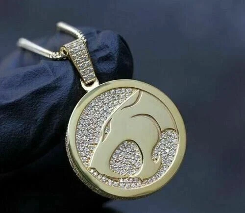 Ожерелья с подвеской из настоящего муассанита Thundercats 14 карат желтое золото покрытие серебро 2 карата - Изображение 2 из 4