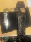 Vintage Large Folding Knife, Buffalo Bone And Cow Bone Handle Brass Bolsters — photo 3