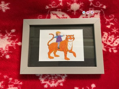 Vintage gerahmter Kunstdruck, Der Tiger, der zum Tee kam, Judith Kerr, Miniatur