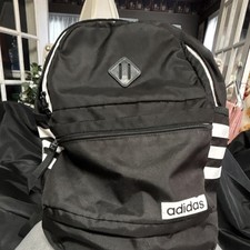 adidas Black/White 3-Stripes Backpack Zip, Medium, Adjustable Padded Straps