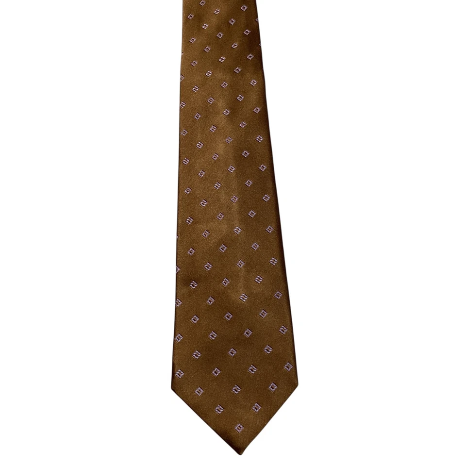 Галстук LUIGI BORRELLI NAPOLI шелковый СЕМИКРАТНЫЙ XL ИТАЛИЯ роскошный геометрический коричневый б/у в отличном состоянии - Изображение 2 из 4