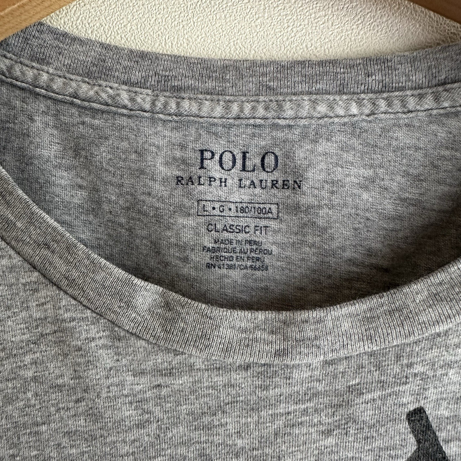 Polo Ralph Lauren grande t shirt grande serigrafia logo grigio nero pony classico
