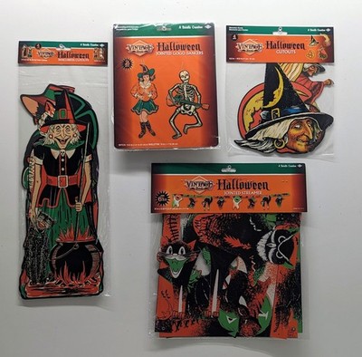 Beistle Vintage Halloween LOT of 4 PACKS Cutouts & Streamer (11 Pieces Total)