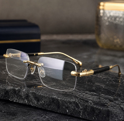 Luxury Photochromic Rimless Sunglasses Men UV400 Chameleon Driving Glasses