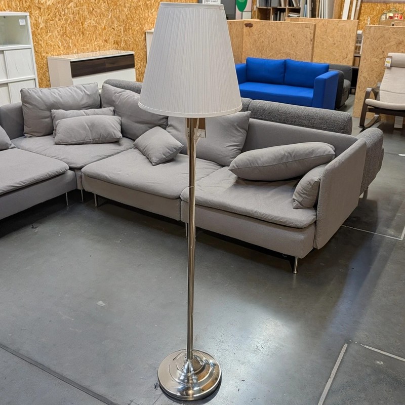 IKEA ARSTID ÅRSTID Floor Lamp Nickel Plated/White 61" New 204.162.01