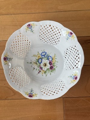 MOGA Lace Porcelain Floral Plate Hand Made And Hand Painted In Romania Vintage