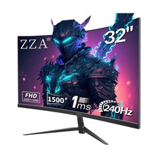 ZZA 32" Curved Gaming Monitor, FHD 1920x1080, VA, 1ms 240Hz, FreeSync Premium...