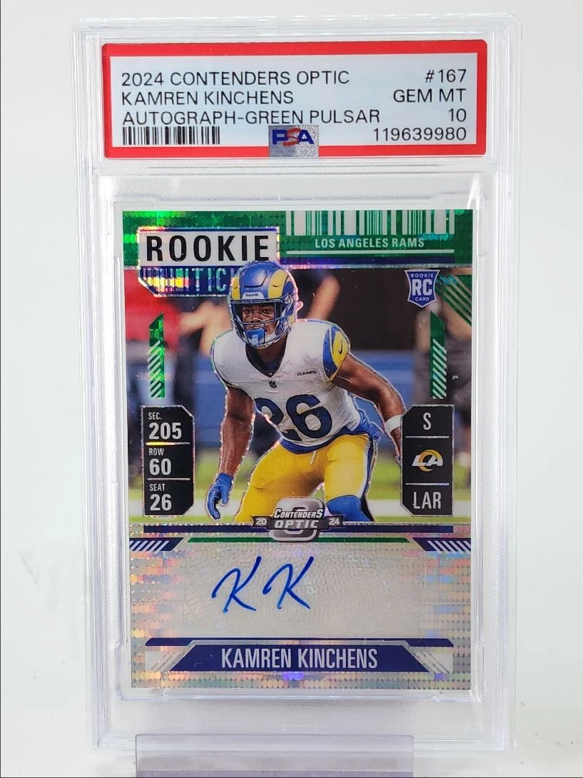 Kamren Kinchens Panini Contenders Optic #167 Autograph-Green Pulsar
